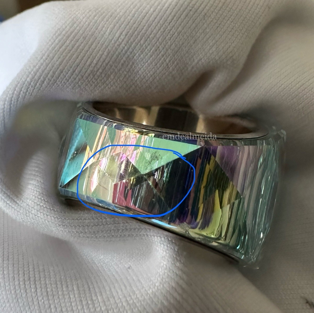 RARE Swarovski Crystal Nirvana Aurora Borealis AB Ring Size