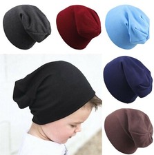 Boy Girl Kids Children Basic Plain Cotton mix Beanie Ski Skull Hat Cap 6M-5Years