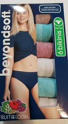 Fruit of the Loom Women's 6 Pack Beyond Soft Bikinis Size 5 Small Choose Color
