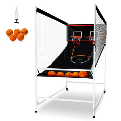 Uimoso Indoor Double Shot Basketball Arcade Game Iron Cage 2 Player 5 Balls