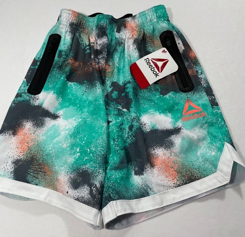 BOY’S REEBOK CLASSIC SPRAY SPORT SHORTS W/ TWO FRONT ZIP POCKETS - Picture 2 of 3