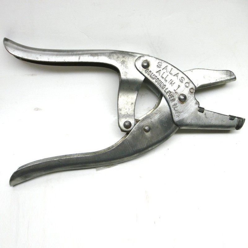 Salasco All in 1 Compound Lever Cattle Pliers Salt Lake Stamp Co PERFECT EAR TAG