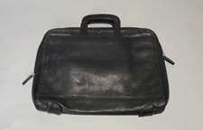 GENUINE EL PORTAL BLACK LEATHER   BOOK BRIEF CASE COMPUTER BAG ZIPPER CLOSURE