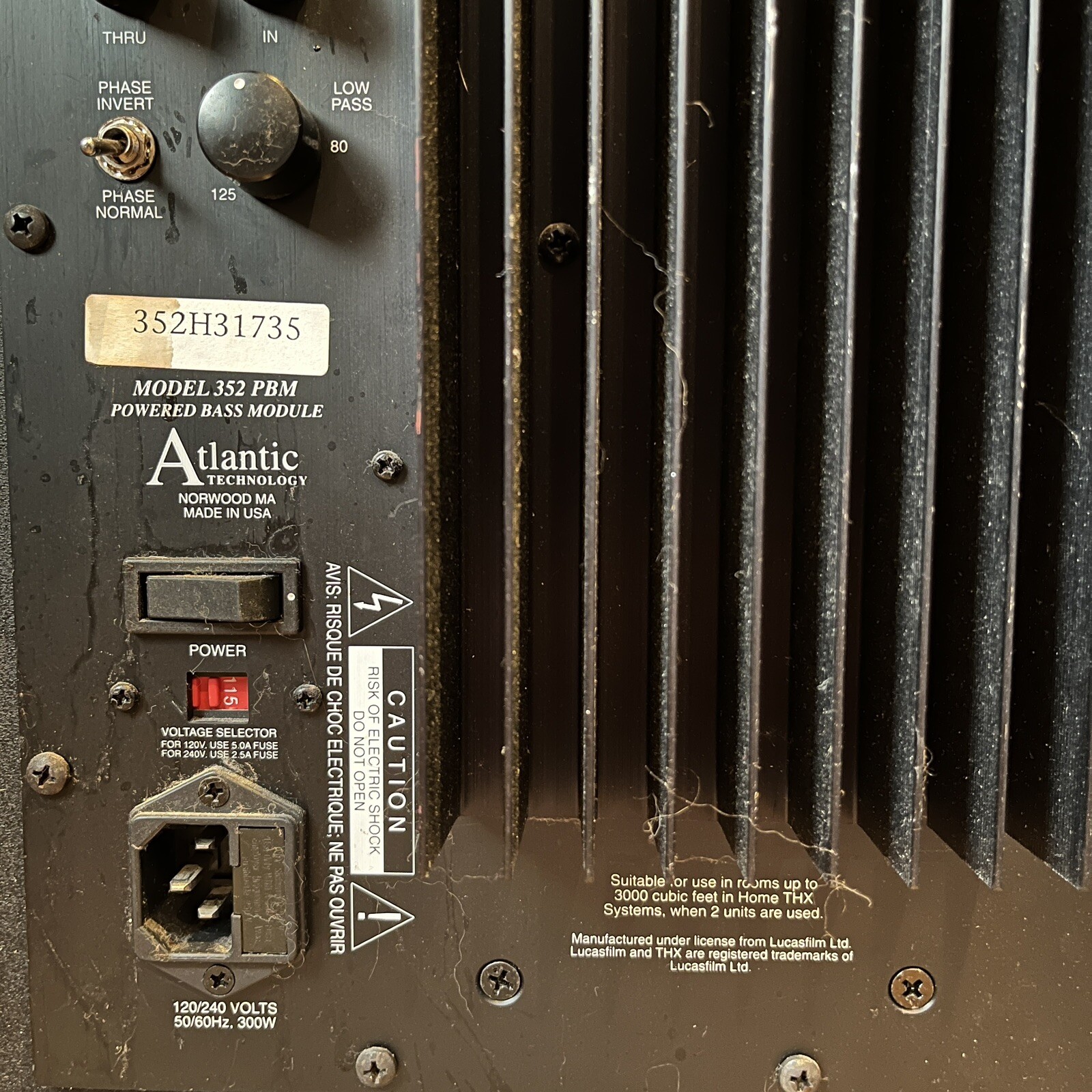 Atlantic Technology 352 PBM THX Home Theater Powered Subwoofer Rare eBay