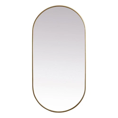 Elegant Decor Asha 30x60" Oval Modern Metal Wall-Mounted Mirror in Brass - Picture 2 of 11