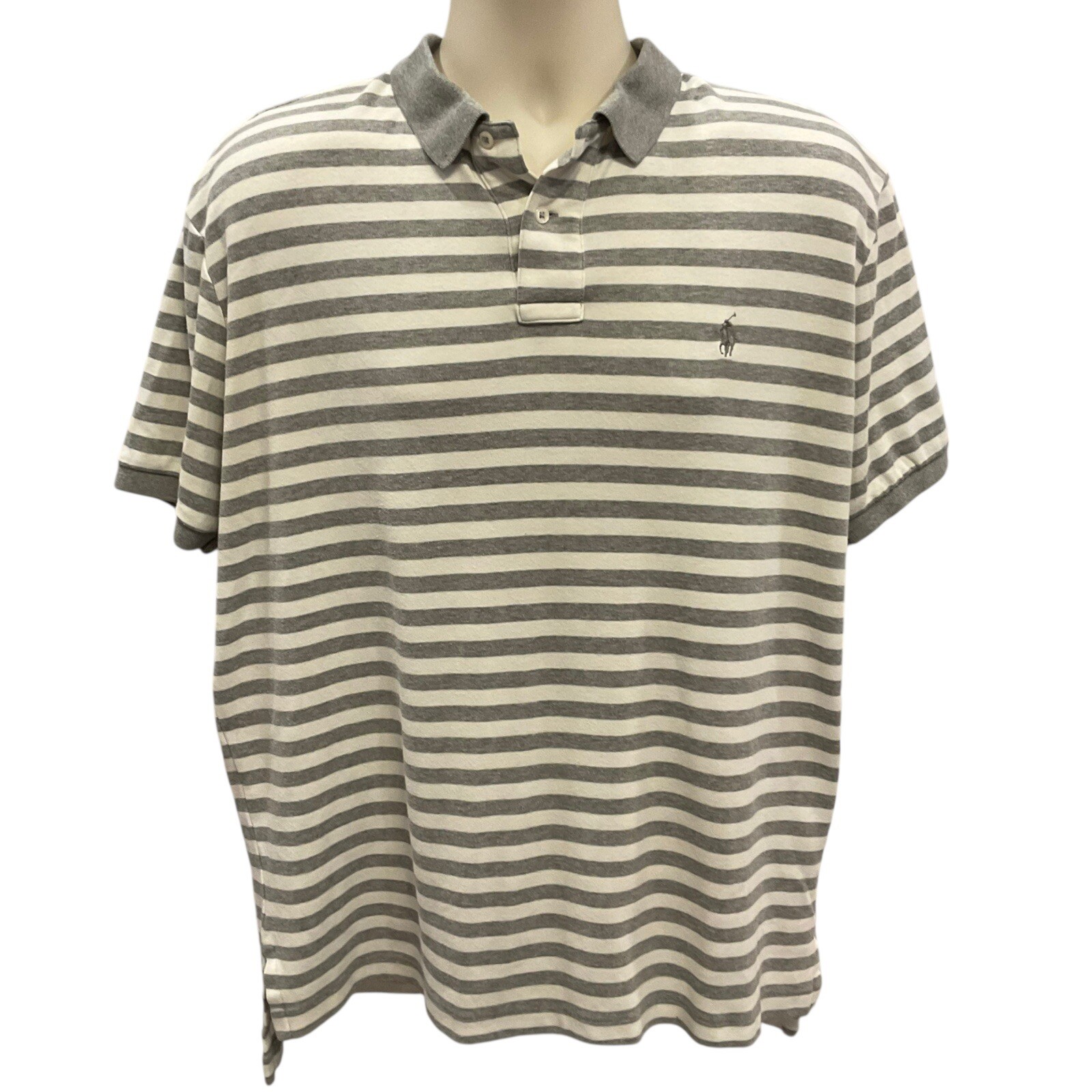 Polo Ralph Lauren camicia uomo taglia grande grigio bianco pony manica corta classica morbida