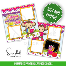 Kindergarten Girl Scrapbook Pages School Girl PRINTED Premade Scrapbook Pages 30