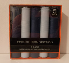 French Connection Men's Luxury Handkerchiefs 5 Pack Pocket Squares 16 " x 16"