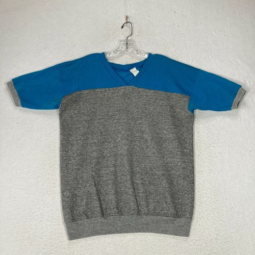 VINTAGE 80s Fleece Mens V-Neck short 
