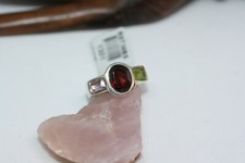 Sterling Silver Women's 3.5 CT Solitaire Garnet Peridot Ladies Ring Sz 5.25 NWT