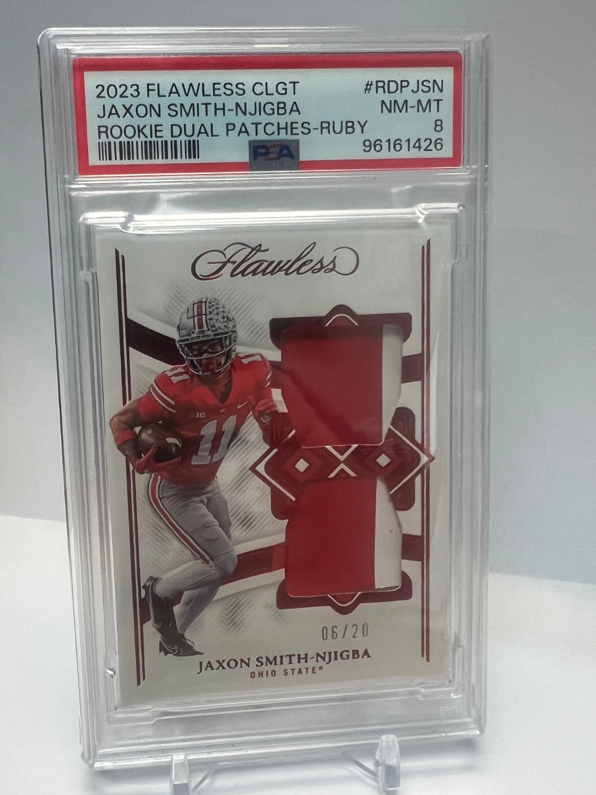 Jaxon Smith-Njigba Panini Flawless Collegiate Rookie Dual Patches #RDPJSN Ruby