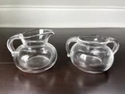 STEUBEN GLASS SIGNED VINTAGE CRYSTAL CREAMER AND SUGAR