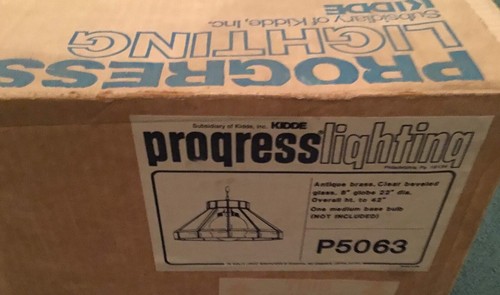 1970s Large Brass and Glass Hanging Kitchen DR Light Progress Lighting P5063 NIB - Picture 2 of 5