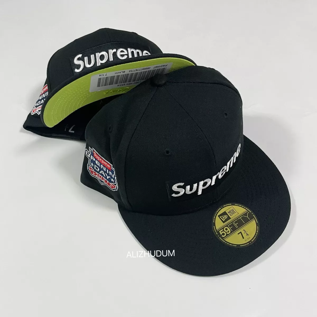 SUPREME FW NO COMP BOX LOGO NEW ERA FITTED BLACK/NEON GREEN BRAND NEW