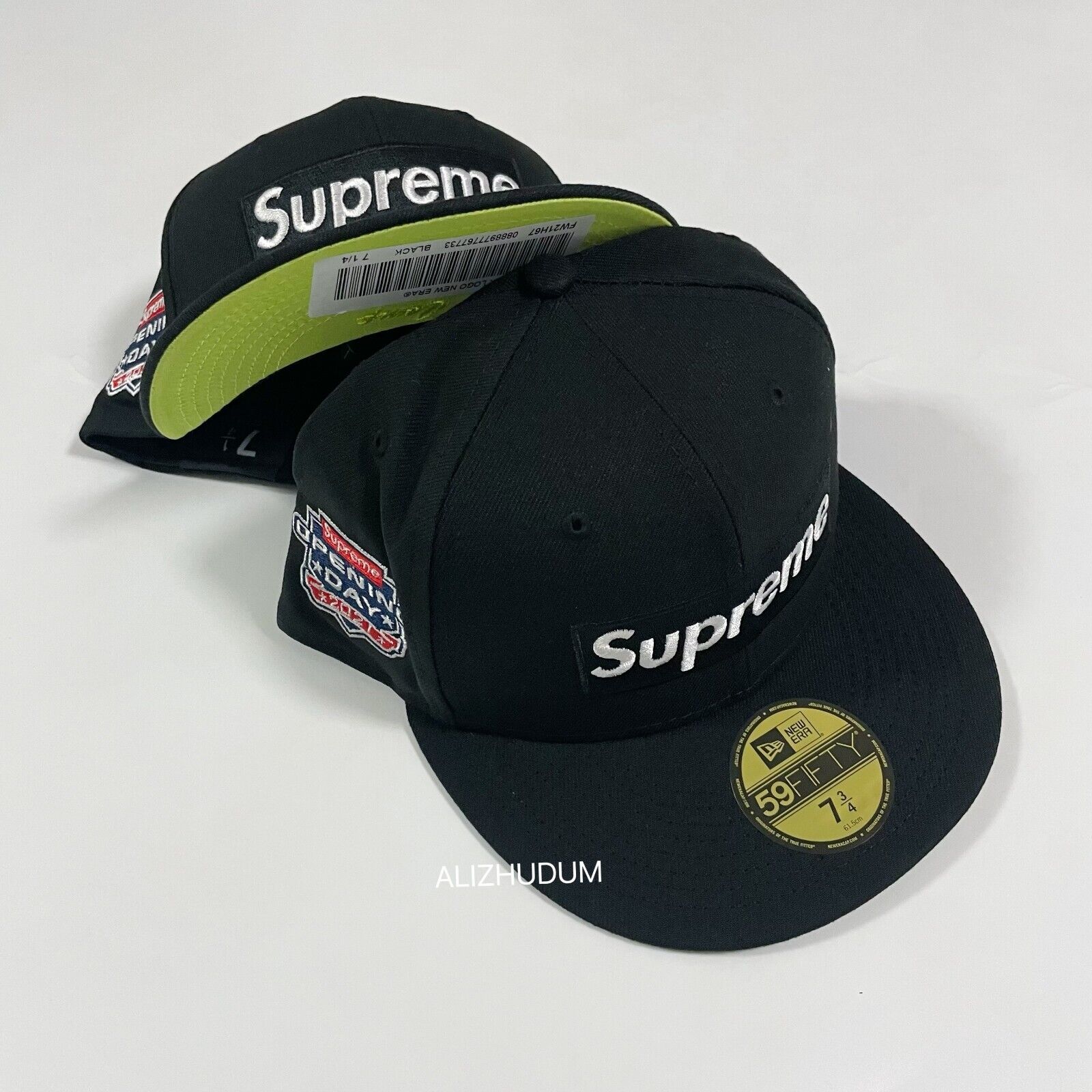 SUPREME FW21 NO COMP BOX LOGO NEW ERA FITTED BLACK/NEON GREEN BRAND NEW