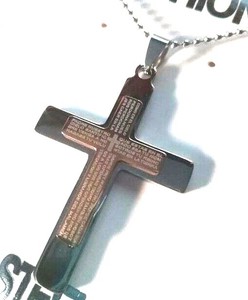 Collana Girocollo Croce Con Padre Nostro Color Argento Spagnolo Preghiera Ghot Ebay
