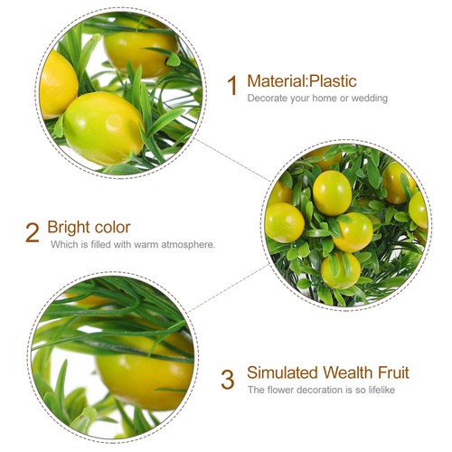 2pcs Artificial Lemon Tree Stems Fake Fruit Branches Faux Lemon New - Picture 2 of 12