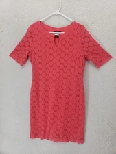 Ronni Nicole Women Dress 14 Red Nylon Blend Short Sleeve Keyhole Mini Sheath