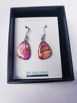Turquoise Network Turquoise Plum Spiny Earrings Sterling Silver E1058-C92