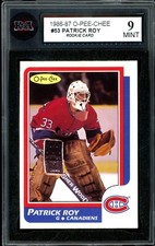 1986-87 O-PEE-CHEE NHL Hockey #53 Patrick Roy HOF Rookie KSA 9 MINT Canadiens RC