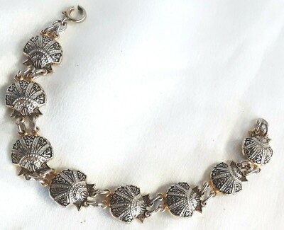 Bracelet Vintage En Or De Tolède Gravé - Motif Coquillage Déco Relief - Taille 7/8