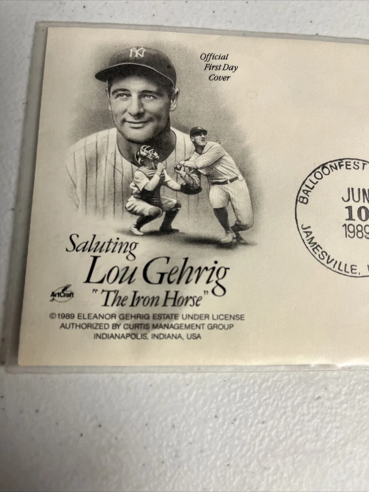 1-Lou Gehrig “The Iron Horse” New York Yankees 1989 Balloonfest NY Stamped Env! - Image 2 of 4
