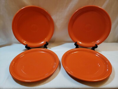 4x Lot: Orange Fiestaware Fiesta Dinner Plates Homer Laughlin China  HLC