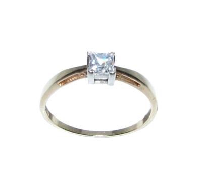 Ladies women's 9ct 9carat yellow gold clear stone ring UK size Q
