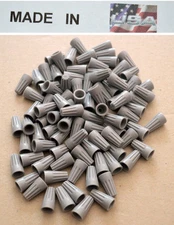 (100) Grey Wire Twist Nut 22-16 gauge Electrical Connector AWG Gray Made in USA 