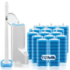 Disposable Toilet Brush with 112 Refills, Toilet Bowl Wand and Holder, White ...