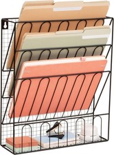 Metal Wire Desktop Organizer Vertical File Holder  Storage Tray