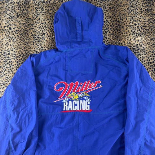 Vintage 90s Gear For Sports Miller Racing Jacket Blue Hooded Windbreaker XXL