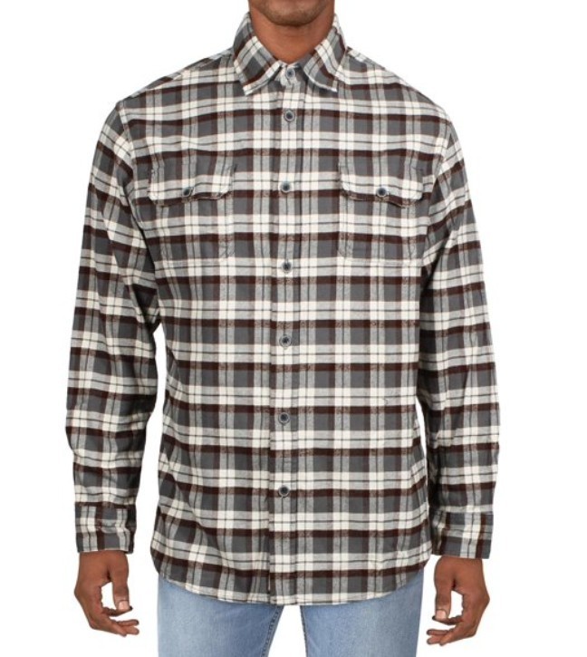 JACHS Mens Large Tall 100% Cotton long sleeve button up flannel shirt Y2K plaid