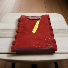 Giani Bernini Handbags Crossbody Ruffle Mini Tote Wine Designer Purse Velvet NWT