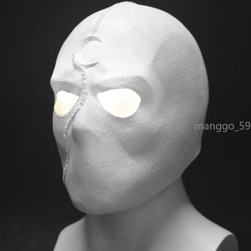 Moon Knight LED Mask Cosplay Latex Helmet Halloween Props Accessories Party Gift - Image 3 of 4