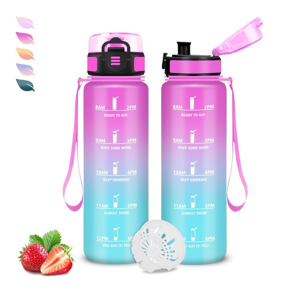 Trinkflasche 500Ml Grsta, Auslaufsicher, Mit Zeitmarkierung, FüR Kinder,-image