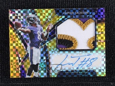 2019 Select Jumbo Signature Swatches Gold Prizm 4/5 Lamar Jackson Auto lz7