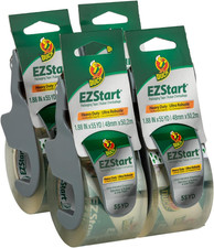 EZ Start Clear Packing Tape with Dispensers 4 Rolls of Quiet Easy Start Packag