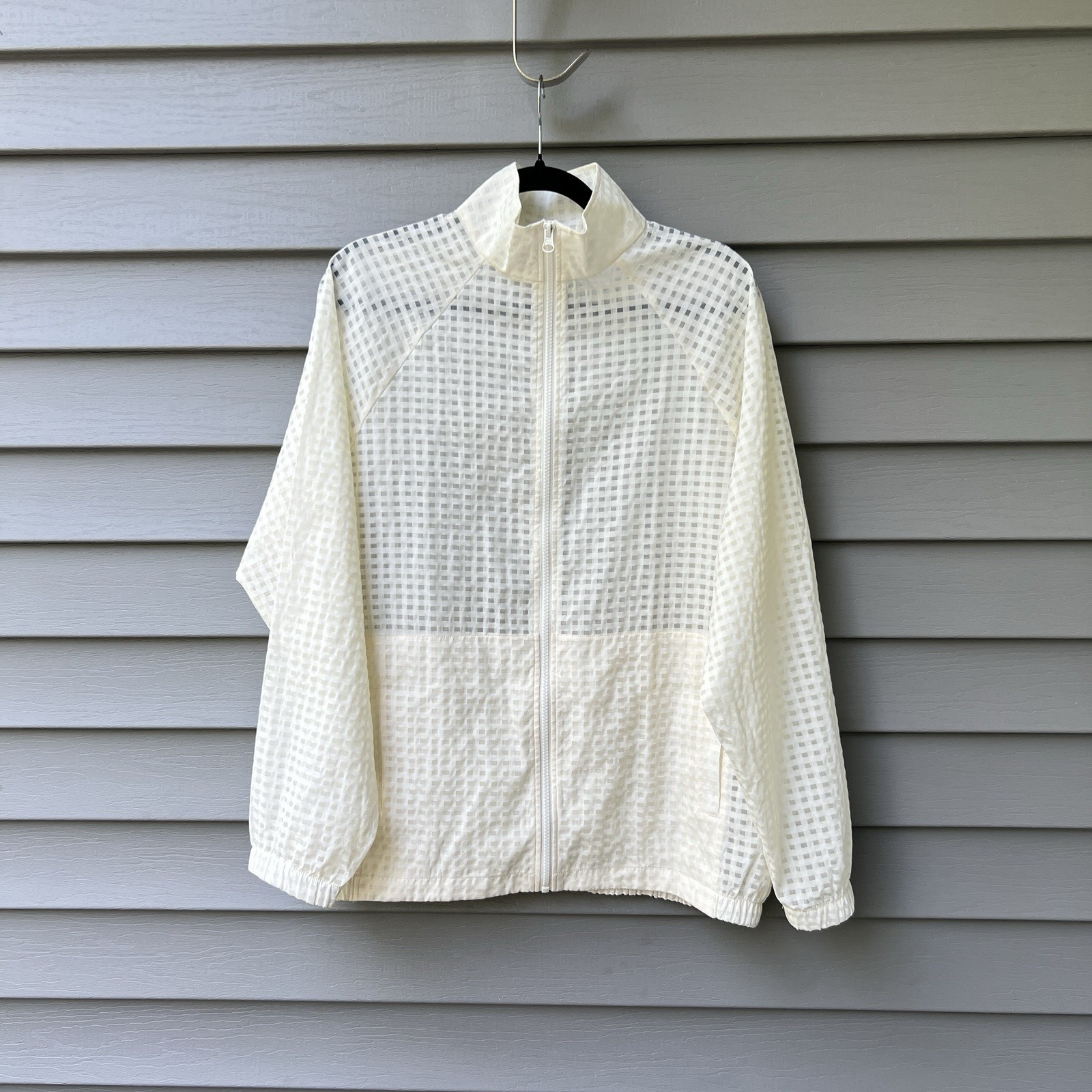 Fabletics Jacket Funnel Neck Lightweight Grid Pat… - image 1