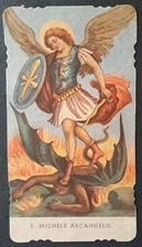 A1 ANTICO Santino EDIZ. G mi Egim n°30  SAN MICHELE ARCANGELO FUSTELLATO