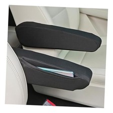 2PCS Arm Rest Cover for Car with Side Pocket,Breathable Cloth Fabric Car Black