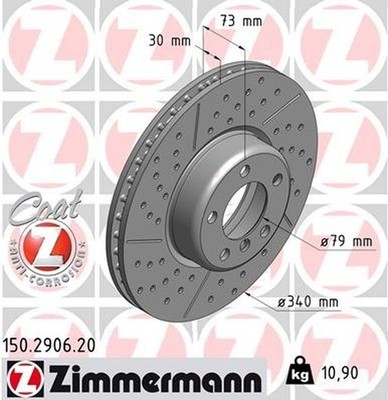 Zimmermann 150.2906.20 Standard Coat Z Disc Brake Rotor