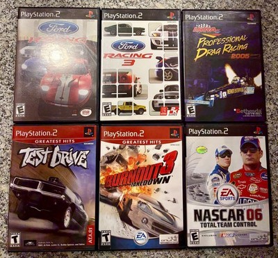 PS2 Racing Game Lot 6 Games Burnout 3 Test Drive Ford Racing NASCAR Complete
