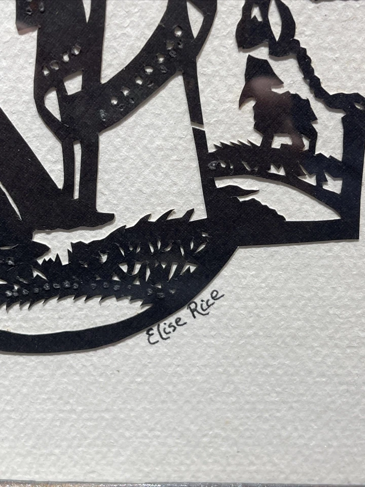 复古 Nativity Scherenschnitte 德国剪纸青铜装饰框架 签名 — 第 2/4 张图片