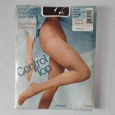 Vintage JCPenney Super Shaper Pantyhose Control Top Taupe 41 Long Sheer Toe