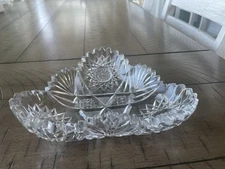 American Brilliant Period 6” Triangle Cut Glass Candy Dish