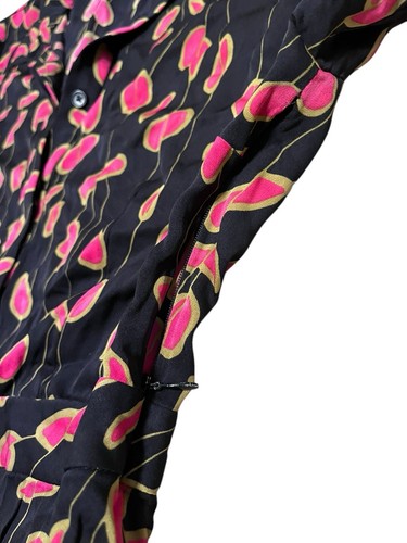 Diane Von Furstenberg Chrissie A-Line Silk Dress Size 12 Black Long Sleeve - Picture 8 of 11
