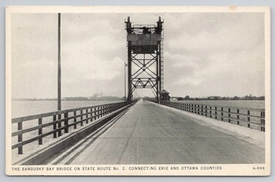 Sandusky Bay Bridge Ohio Postcard - State Route 2 Erie Ottawa Counties FOTO-TONE