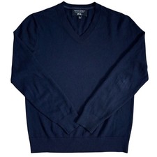 Banana Republic Sweater Men's Size S Navy Blue V-Neck Merino Wool Sweater