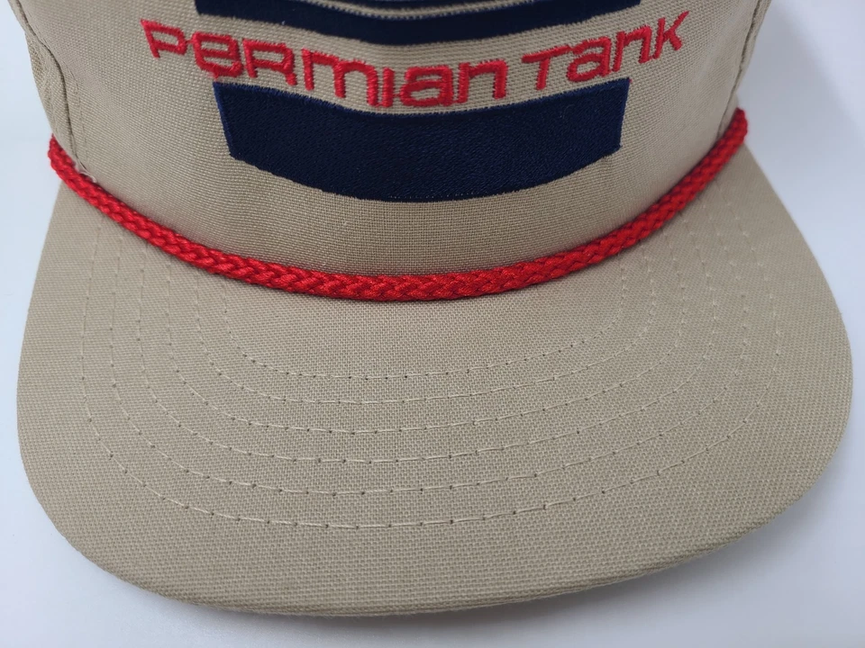 Gorra ajustable con correa de cuerda de tanque Pérmico vintage fabricación hombres beige Foto 3 de 4